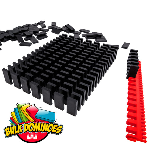 Bulk Dominoes Black Dominoes closeup with template