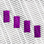 clear purple dominoes closeup pile